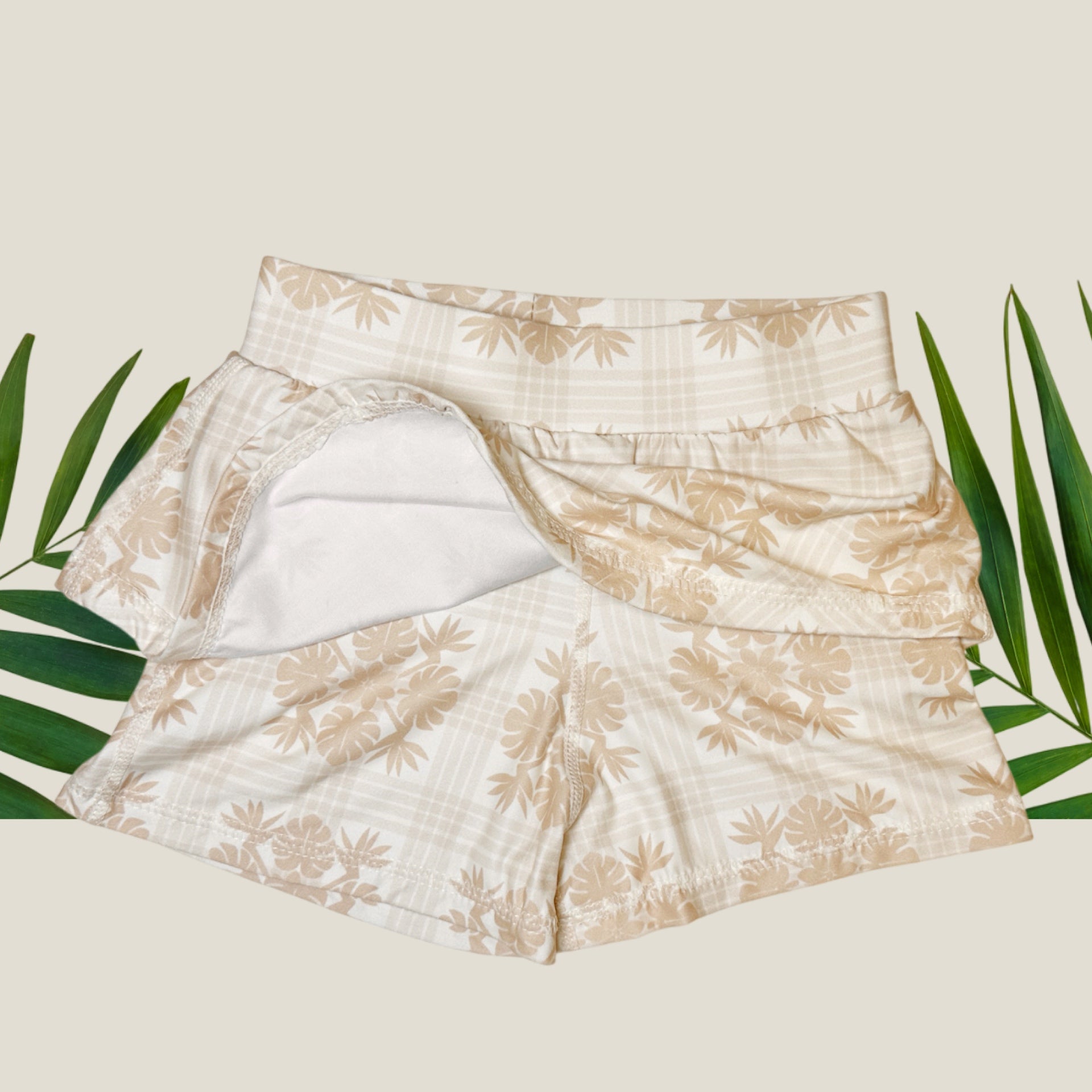 Women's Tropical Cream Palaka Julia Skort - Sweet Sweet Honey Hawaii