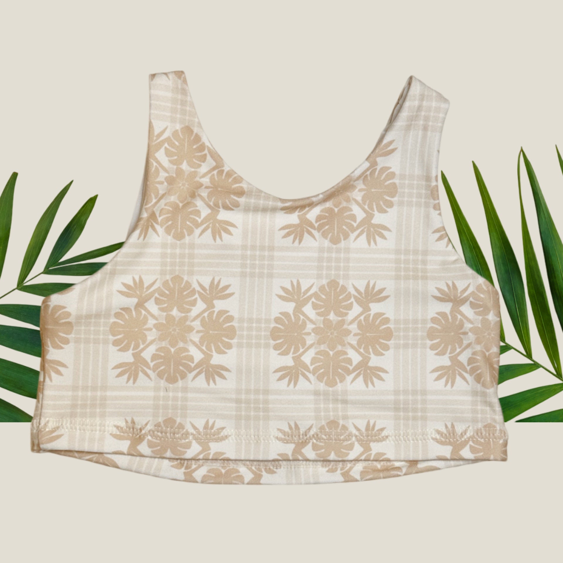 Women's Tropical Cream Palaka Julia Top - Sweet Sweet Honey Hawaii