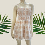 Women's Tropical Cream Palaka Kaia Romper - Sweet Sweet Honey Hawaii