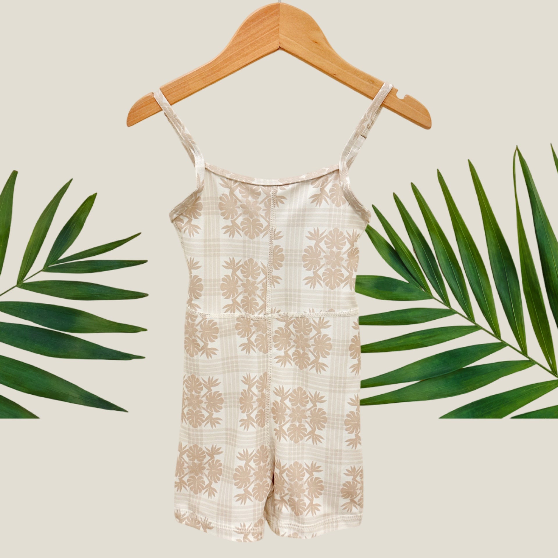 Women's Tropical Cream Palaka Sierra Jumpsuit - Sweet Sweet Honey Hawaii